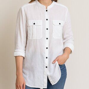 Dries Van Noten Shirt White Utility Long Sleeve Button Down Large EU 42